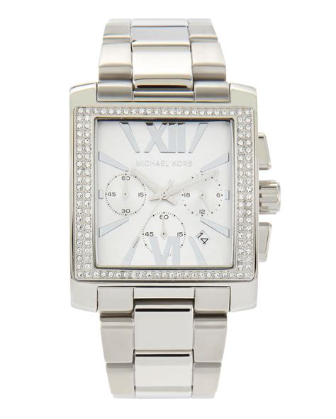 michael kors square watch silver with diamonds|mk7463.